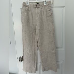 Banana Republic Linen High Rise Wide Leg Pleated Slacks